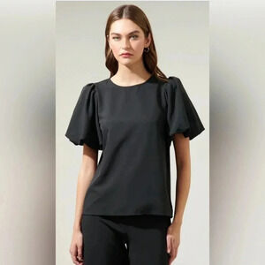 J.ING Puff Sleeve Black Blouse - Size S